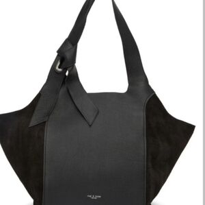 Rag & Bone Black Leather Shopper Tote with adjustable straps & suede sides NWOT